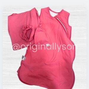 Copper Pearl Flamingo Swaddle, Hat, Headband, sleepsack Bundle